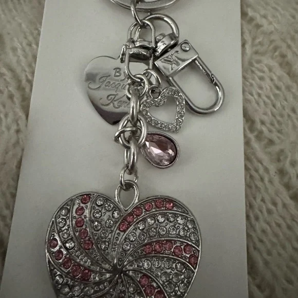 Silver and Pink Heart Keychain for tumblers, Purses and more- New - Picture 2 of 3
